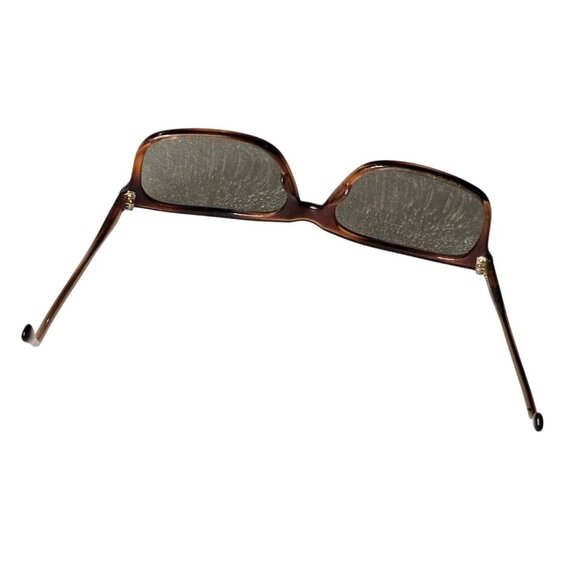 VTG Tortoiseshell Sunglasses Rectangular Brown Italy Gray Lens 140mm Wide - Picture 6 of 14